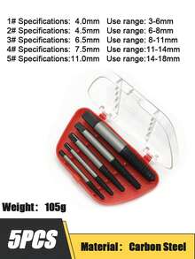 5pcs Damaged Screw Extractor Set, Durable And Easy To Disassemble Center Drill Bit Broken Bolt Removal Tool - Black - View 4