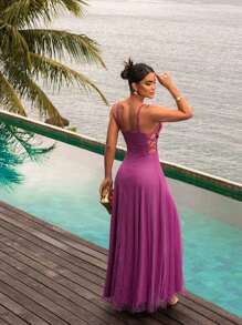Women Dresses - Rose Red - View 3