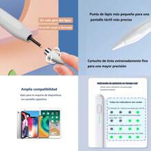 Lápiz táctil para tableta, lápiz óptico, lápiz Capacitivo de Alta Sensibilidad y Precisión, Adecuado para iPad, Tabletas Android y Pantallas Digitales, Blanco, Carga Rápida, Magnético Para un Tacto Estable,Compatible con lápiz óptico universal Sin Demora - Blanco - Ver 8