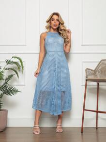 Women Sweater Dresses - Baby Blue - View 1