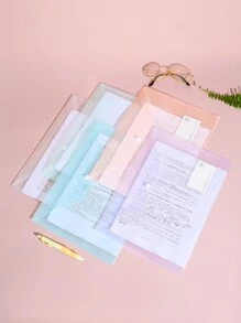 10 Piezas Carpeta De Documentos Transparente A4 Color Aleatorio - Multicolor - Ver 6