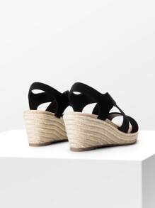 Women's  Wedge Sandals Espadrilles Slip On Elastic Ankle Strap Sandals Dressy Casual Summer Platform Sandals - 黑色 - 查看 9