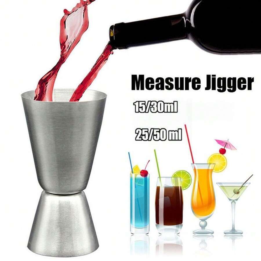 15/30ml 25/50ml Stainless Steel Cocktail Shaker Measure Cup Dual Shot Drink Spirit Measure Jigger Kitchen - Silver - View 1
