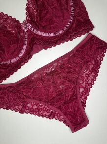 Plus Size Sexy Lingerie - 玫紅色 - 查看 4