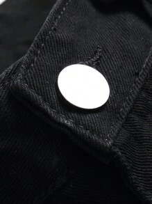 Tween男孩黑色破洞直筒牛仔褲 - 黑色 - 查看 7