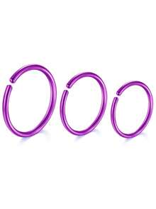 3Pcs Nose Rings Hoops Silver Thin Snug Surgical Steel Nose Septum Tragus Earring Lip Nostril Piercing Jewelry For Women - Multicolor - View 27