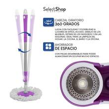 Trapeador con Exprimidor, Trapeador, Cubeta con Exprimidor, Mop Trapeador, Trapeador Giratorio, Trapeador Microfibra, Trapeador Magico para Limpieza - Morado - Ver 3