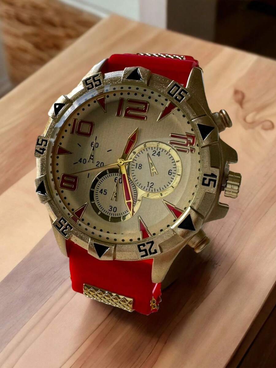 Men's Watch Luxury Rubber Strap Fashion Original - Đỏ - Xem 1