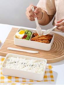 1入組雙層日式竹木便當盒,帶肩帶和餐具,壽司便當盒 - 黑色 - 查看 6
