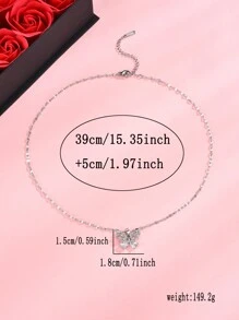 1pc Copper Inlaid Hollow Out Butterfly Pendant Necklace For Women, Valentine's Day Rose Box Gift For Girlfriend Or Bestie