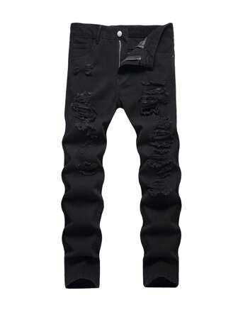 Tween Boy Black Distressed Straight Leg Jeans