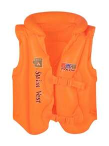 ABC espesado nadar Chaleco Cazadora de vida con inflable flotadores , ajustable de seguridad hebilla con dos globo diseño , para nadar quinielas , , con , ABC Cazadora de vida - Naranja - Ver 1