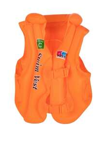 ABC espesado nadar Chaleco Cazadora de vida con inflable flotadores , ajustable de seguridad hebilla con dos globo diseño , para nadar quinielas , , con , ABC Cazadora de vida - Naranja - Ver 3