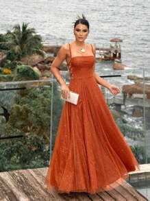 Women Dresses - Burnt Orange - View 4