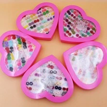 36pairs/Set Resin & Plastic Rose Shaped Earrings Mix Assorted Color & Style, Packaged In A Gift Box