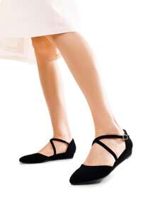 Women's Flats Shoes Slip-On Low Wedge Heeled Ankle Strap Pointed Toe Flats Shoes Dressy Comfortable Casual  Dress Business Office Working - 黑色 - 查看 1