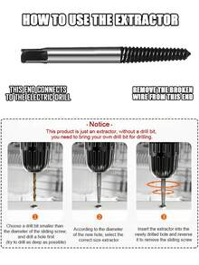 5pcs Damaged Screw Extractor Set, Durable And Easy To Disassemble Center Drill Bit Broken Bolt Removal Tool - Black - View 2