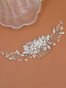 Peine Nupcial Del Pelo De Los Estilos Europeos Y Americanos Con Cuentas Hechas A Mano, Decoración De Cristal Y Diamante De Imitación, Perfecto Para Fotos De Boda Y Peinados Elegantes