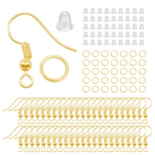 100/300 件耳环钩套件，混合颜色开口跳环耳线，适用于 DIY 珠宝制作（颜色选项：金色、银色、白 K、玫瑰金、KC 金、枪黑色、古铜色、古铜色）略有色差