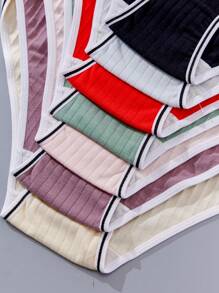 APRSEA 7pcs/Pack Ladies' Comfortable Low Rise Sexy Triangle Briefs With Letter Printed Elastic Bands, Ideal For Sports And Casual Wear