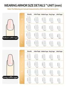 GIRL PLUS GIRLPLUS 10 handmade fake nail coffin shape, white French and press nail design, stylish nail set for women and girls everyday wear - Multicolor - View 5