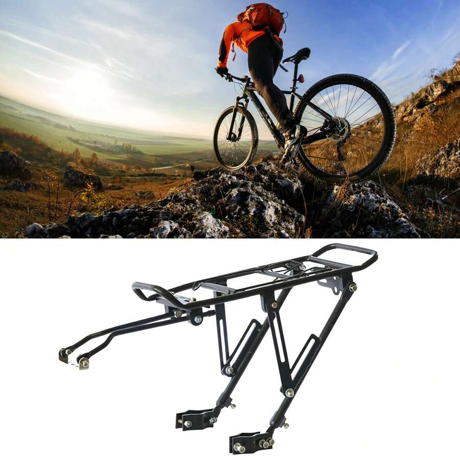 Bicycle Rear Bracket, Bicycle Seat Luggage Rack Holder Carrier For Luggage, Cargo, 90kg/190LB Load, Aluminum Alloy Adjustable Rack With Reflector For Cycling Camping Touring Sport - Black - View 1