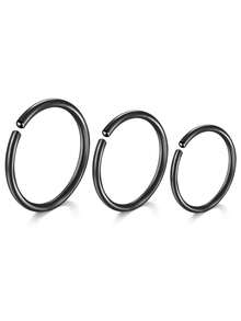 3Pcs Nose Rings Hoops Silver Thin Snug Surgical Steel Nose Septum Tragus Earring Lip Nostril Piercing Jewelry For Women - Multicolor - View 7