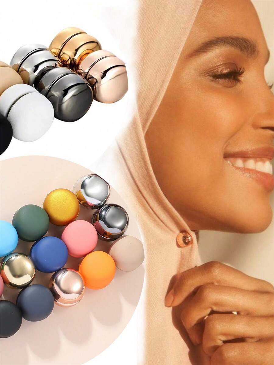 Hijab Pins For Women, Multi-Use Magnetic Pins With Strong Magnetic, Colorful Magnetic Buttons For Clothing, Scarf Pins Dress Pins - Multicolor - View 1