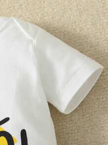 H HIBOBI 嬰兒男童春夏短袖節日印花連體衣 - 白色 - 查看 5