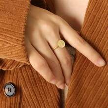 Chinese Năm mới 1 Miếng Thanh lịch Sang trọng Phước lành Vàng Nhẫn Đối với phụ nữ Thép không gỉ Đồ trang sức Quà sinh nhật Để Trang Trí Hàng Ngày - nhẫn - Xem 4