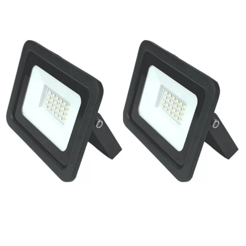Kit 2 Refletor LED Holofote 50W Branco Frio 6000k Proteção Agua - Preto - Visão 1