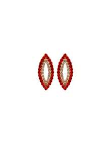 Stud Earrings - 紅色 - 查看 3