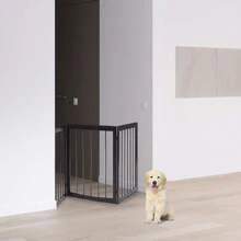 Stair Gate, Brown Barrier, Foldable Gate, Door Gate Made Of Pine Wood, Children's Gate, Dog Barrier, 160x76x1.2cm - Black - View 2