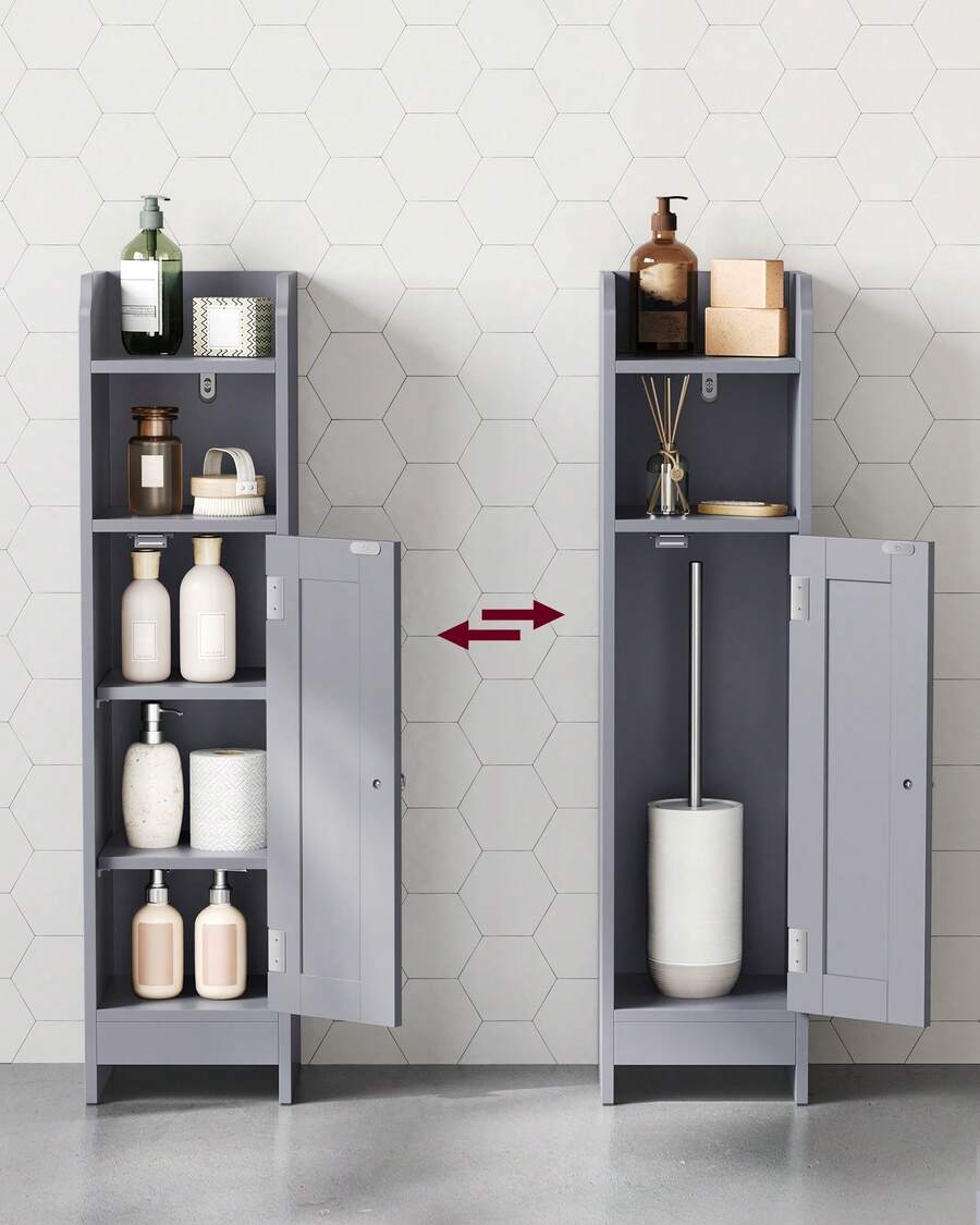 Small Bathroom Storage Corner Floor With Door And Shelves