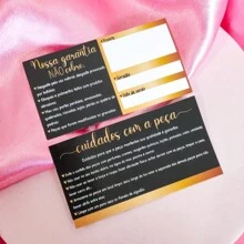 Certificado Cartões de Garantia+Cuidados com a Peça 50 unidades - PRETO E DOURADO - Visão 1