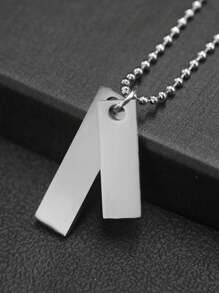 1 Pieza Collar De Colgante Con Etiqueta De Perro Geométrica De Doble Capa De Acero Inoxidable Para Hombres - tarjeta rectangular - Ver 8