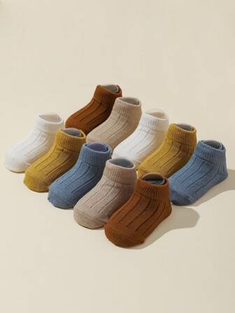 5對透氣嬰兒男童純色束口設計船型襪,適用於春夏季節