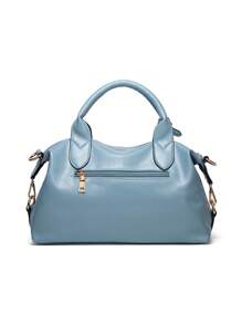 Elegante Bolso Boston De Gran Capacidad, Bolso Sólido De Hombro PU De Un Solo Color, Bolso Cruzado Perfecto Para El Trabajo Y Las Compras