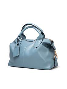 Elegante Bolso Boston De Gran Capacidad, Bolso Sólido De Hombro PU De Un Solo Color, Bolso Cruzado Perfecto Para El Trabajo Y Las Compras