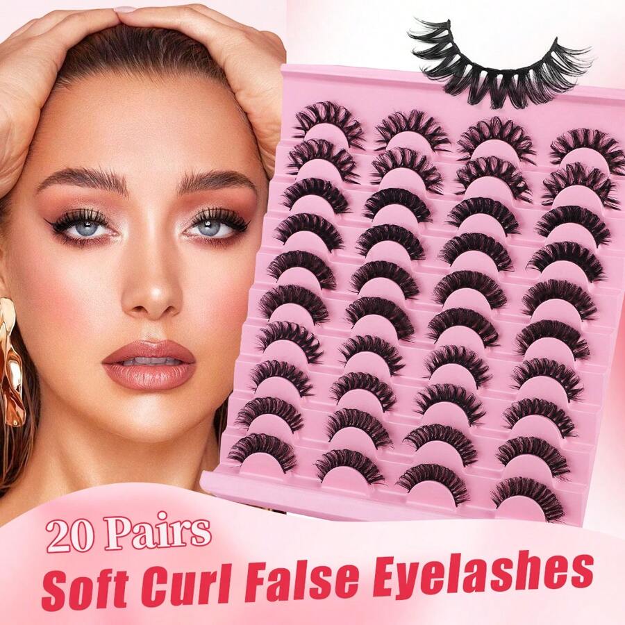 20 Pairs Mixed With 5 Styles Thick Curly Fluffy Volume False Eyelashes