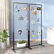2Pcs 2x5.6ft Grid Wall Panels Tower, 2 Packs Wire Gridwall Display Racks With T-Base Floorstanding, Double Side Gridwall Panels For Art Craft Shows, Retail Display With Extra Clips And HooksRoom Decor - Black - View 1