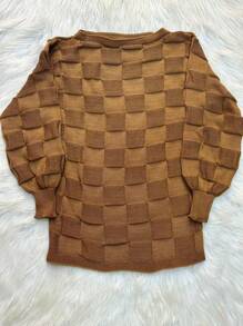 Plus Size Knit Tops - Màu nâu  Mocha - Xem 1