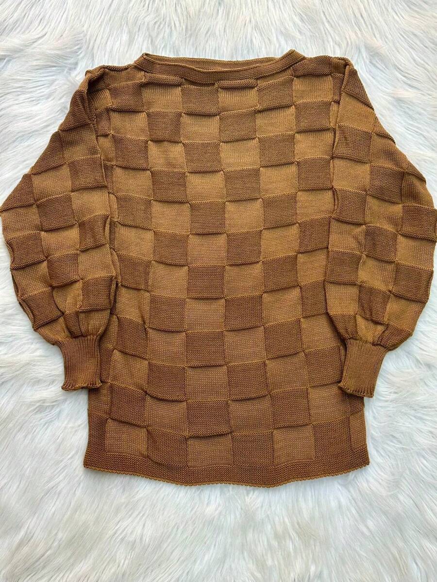 Plus Size Knit Tops - Màu nâu  Mocha - Xem 1