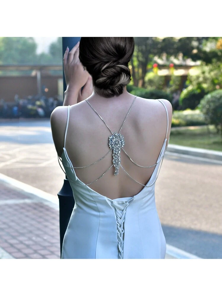jewellery for backless dress Necklace For Backless&Strapless Wedding Dress in Silver,Gold,Rose Gold   PoetryDesigns