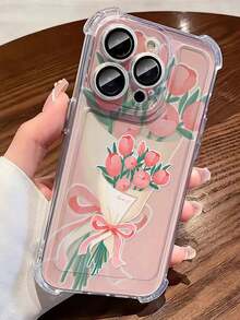 1入組透明防摔氣墊手機殼,四角防護,適用於iphone/samsung/huawei/xiaomi/redmi - 水彩粉色 - 彩色 - 查看 2