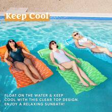 Syncfun 3 Pack 64x32 Inch Inflatable Pool Mat Swimming Pool Mattress Float Lounge With Headrest, Pool Float Air Mat For Adults - orange grön blå - Visa 6