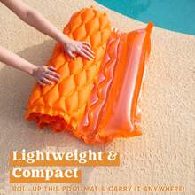 Syncfun 3 Pack 64x32 Inch Inflatable Pool Mat Swimming Pool Mattress Float Lounge With Headrest, Pool Float Air Mat For Adults - orange grön blå - Visa 7