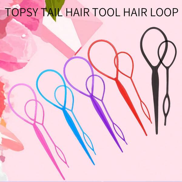 Topsy Tail Hair Tool Hair Loop, Hair Styling Tool, Hair Accessories Sets For Girls, Ideal Choice For Gifts ,Hair Rollers,Heatless Curls,Hair Curler,Hair Products And Accessories For Barber Salon Beauty Travel Essentials
