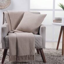 Manta Decorativa Para Sofá Boho Favo de Mel Bege - Bege - Visão 1