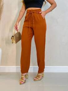 YING ZI Women Pants - Óxido marrón - Ver 3